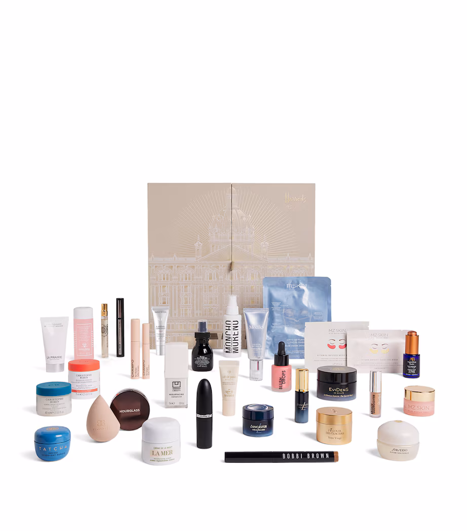 Harrods Beauty Advent Calendar 2025 — the flagship luxury beauty calendar featuring 32 products from La Mer, Augustinus Bader, MAC, and more